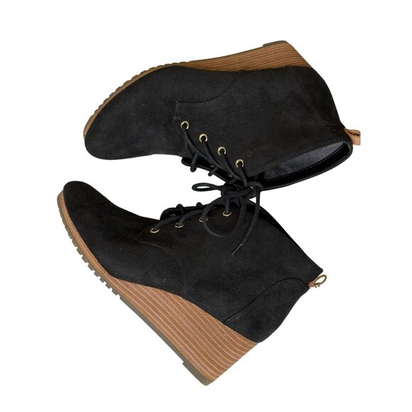 Dr Scholl’s Women’s 7M Black Suede Lace Up Wedge Booties Be Energized - Picture 5 of 9